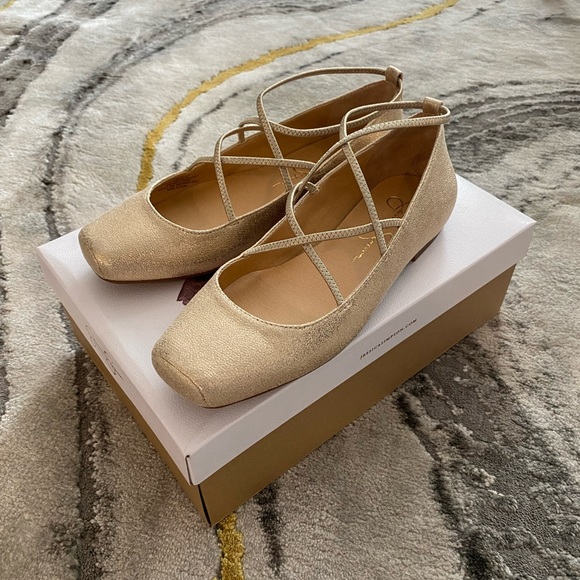 NWT Jessica Simpson Palle Gold Mary Jane Ballet Flats - Picture 6 of 11